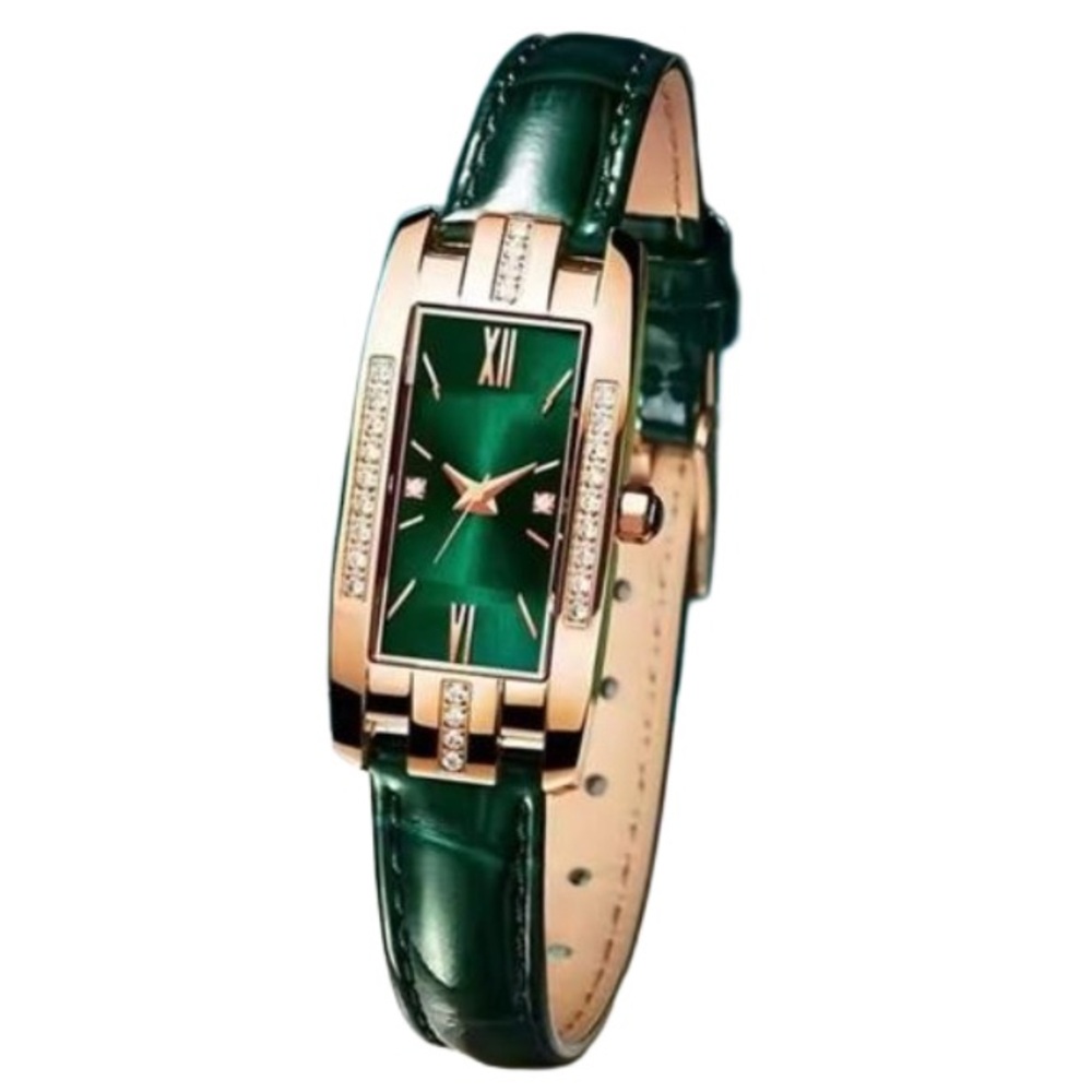 Women’s Luxury Green Quartz Leather Watch Bracelet